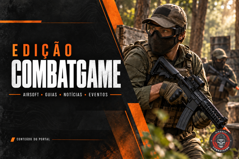 Capa editorial de airsoft com símbolo CombatGame